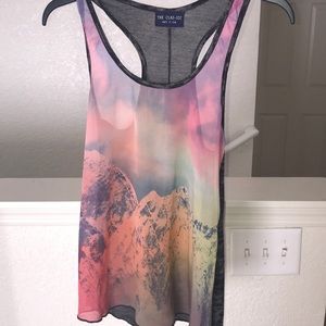 Sheer Tanktop with Rainbow Mountain Landscape